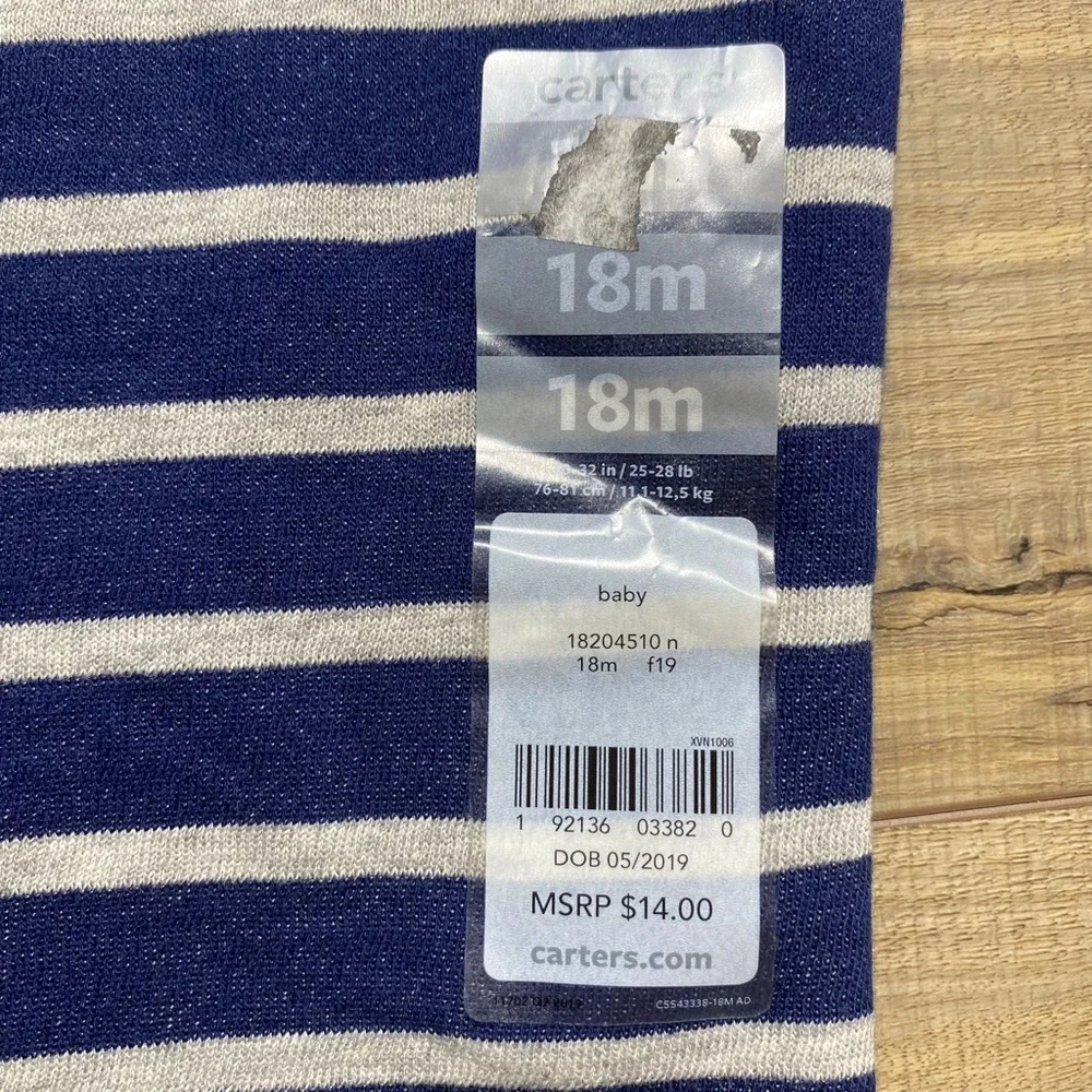 Carters Baby Boys Striped Pull On Pants Size 18‎ Months Navy Blue And Gray